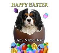Cavalier King Charles Spaniel Dog personalised Easter Greeting Card Mum Dad Nan Friend refSe1