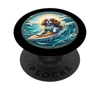 Cavalier King Charles Spaniel Dog Surfing Surfer Owner Sea PopSockets Adhesive PopGrip