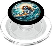Cavalier King Charles Spaniel Dog Surfing Surfer Owner Sea PopSockets PopGrip for MagSafe