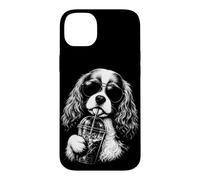 Cavalier King Charles Spaniel Drinking Iced Coffee Funny Dog Case for iPhone 14 Plus