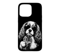 Cavalier King Charles Spaniel Drinking Iced Coffee Funny Dog Case for iPhone 15 Pro Max