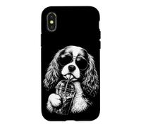 Cavalier King Charles Spaniel Drinking Iced Coffee Funny Dog Case for iPhone X/XS