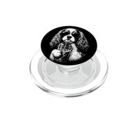 Cavalier King Charles Spaniel Drinking Iced Coffee Funny Dog PopSockets PopGrip for MagSafe
