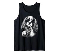 Cavalier King Charles Spaniel Drinking Iced Coffee Funny Dog Tank Top