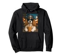 Cavalier King Charles Spaniel Drinking Iced Coffee Funny Pullover Hoodie