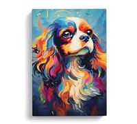 Cavalier King Charles Spaniel Futurism No.3 Canvas Print | Gallery Wrapped 30mm Frame Wall Art | 30x20 inches | Ready to Hang | Modern People Picture | Living Room Bedroom Lounge Office