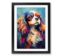 Cavalier King Charles Spaniel Futurism No.3 Framed Wall Art Print, Ready to Hang Picture for Living Room Bedroom Home Office, Black A2 (48 x 66 cm)