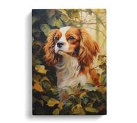Cavalier King Charles Spaniel Hard Edge Painting No.3 Canvas Print | Gallery Wrapped 30mm Frame Wall Art | 30x20 inches | Ready to Hang | Modern People Picture | Living Room Bedroom Lounge Office