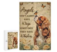 Cavalier King Charles Spaniel in Angel Theme 1000 Piece Jigsaw Puzzle for Adults - Heartwarming Dog Portrait with Inspirational Motif, Perfect for Pet and Quote Lovers
