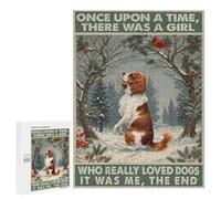 Cavalier King Charles Spaniel in Winter Snowy Forest 500 Piece Jigsaw Puzzle - Cozy Dog Portrait in Snowy Landscape, Relaxing Puzzle for Dog Lovers, Finished Size 21 x 15 Inches