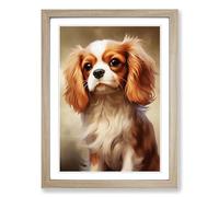 Cavalier King Charles Spaniel Informel No.2 Framed Print | A2 Oak Framed Wall Art | Ready to Hang | Modern Animal Picture | Living Room Bedroom Lounge Office