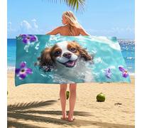 Cavalier King Charles Spaniel Microfiber Beach Towel Cute Dog Design, Quick Dry Absorbent Sand Free Lightweight Beach Blanket, Ideal for Vacation Picnic Pool Gym Outdoor Essentials 70x35 Inch