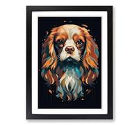 Cavalier King Charles Spaniel Minimalism No.2 Framed Wall Art Print, Ready to Hang Picture for Living Room Bedroom Home Office, Black A2 (48 x 66 cm)