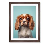 Cavalier King Charles Spaniel Minimalism No.3 Framed Print | A2 Walnut Framed Wall Art | Ready to Hang | Minimalist Animal Picture | Living Room Bedroom Lounge Office