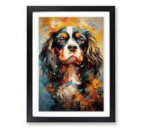 Cavalier King Charles Spaniel Modern Framed Print | A2 Black Framed Wall Art | Ready to Hang | Modern Animal Picture | Living Room Bedroom Lounge Office