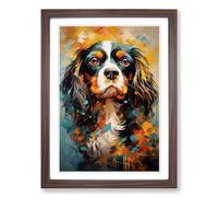 Cavalier King Charles Spaniel Modern Framed Print | A2 Walnut Framed Wall Art | Ready to Hang | Modern Animal Picture | Living Room Bedroom Lounge Office