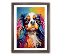 Cavalier King Charles Spaniel Modern No.2 Framed Print | A2 Walnut Framed Wall Art | Ready to Hang | Modern Animal Picture | Living Room Bedroom Lounge Office
