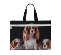 Cavalier King Charles Spaniel Mother With Cubs,Canvas Document Bag Zipper File Tote Bag Handbag Briefcase for School Office