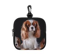 Cavalier King Charles Spaniel Mother with Cubs, Square Zipper Storage Bag, Neoprene Coin Purse, Small Wallets, Change Pouch, Change Purse
