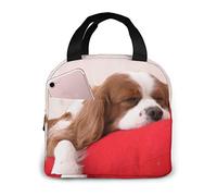 Cavalier King Charles Spaniel Neoprene Lunch Bag Insulated Lunch Box Waterproof Lunch Tote Bag with Zipper for Women Men and Kids