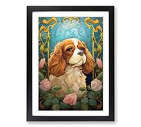 Cavalier King Charles Spaniel Nouveau Framed Print | A2 Black Framed Wall Art | Ready to Hang | Modern Animal Picture | Living Room Bedroom Lounge Office