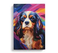 Cavalier King Charles Spaniel Op Art No.2 Canvas Print for Living Room Bedroom Home Office Décor, Wall Art Picture Ready to Hang, 30x20 Inch (76x50 cm)
