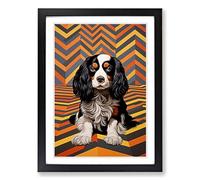 Cavalier King Charles Spaniel Op Framed Print | A2 Black Framed Wall Art | Ready to Hang | Modern Animal Picture | Living Room Bedroom Lounge Office