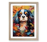 Cavalier King Charles Spaniel Orphism Framed Print | A2 Oak Framed Wall Art | Ready to Hang | Modern Animal Picture | Living Room Bedroom Lounge Office