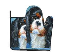 Cavalier King Charles Spaniel，Oven Mitts and Pot Holders Sets, Kitchen Heat Resistant Oven Golves