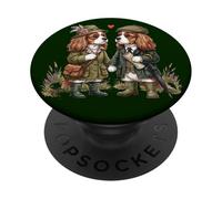 Cavalier King Charles Spaniel Pair of Dogs Walking in England PopSockets Adhesive PopGrip