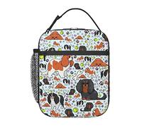 Cavalier King Charles Spaniel Pattern Lunch Bag, Durable Insulated Lunch Box Reusable Adults Tote Bag Reusable Cooler Bag