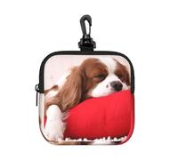 Cavalier King Charles Spaniel Pattern, Square Zipper Storage Bag, Neoprene Coin Purse, Small Wallets, Change Pouch, Change Purse