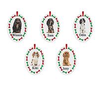 Cavalier King Charles Spaniel Personalised Oval Shaped Personalised Christmas Tree Bauble - With the name of your choice - 5 Different Designs Available At Customisation Point