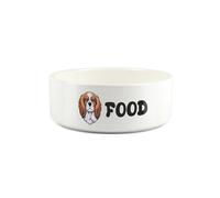 Cavalier King Charles Spaniel Pet Bowl - Cartoon Dog Portrait Small Ceramic Food Bowl - Novelty White Food Dish For Dogs