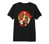 Cavalier King Charles Spaniel Playing Guitar Retro Rock Dog Premium T-Shirt