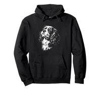 Cavalier King Charles Spaniel Portrait Black and White Dog Pullover Hoodie