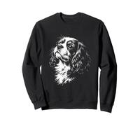 Cavalier King Charles Spaniel Portrait Black and White Dog Sweatshirt