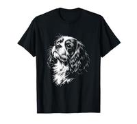 Cavalier King Charles Spaniel Portrait Black and White Dog T-Shirt