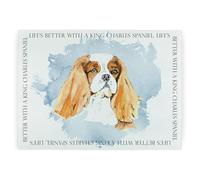 Cavalier King Charles Spaniel Rectangular Glass Worktop Protector - Life's Better with a Dog Gift - Large Kitchen Chopping/Cutting Board Worktop Saver with Non-Slip Feet 39cm x 28.5cm (15" x 11")