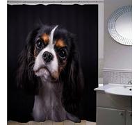 Cavalier King Charles Spaniel Shower Curtain 180x200cm Animal Dog Funny Shower Curtains Quick-Drying Waterproof Shower Curtains Mould Proof Resistant With 12 Hooks and Weighted Hem