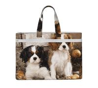 Cavalier King Charles Spaniel Small Puppies,Canvas Document Bag Zipper File Tote Bag Handbag Briefcase for School Office