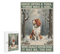 Cavalier King Charles Spaniel Snowy Winter Forest Decor 1000 Piece Puzzle - Cozy Dog Portrait in Winter Wonderland, Relaxing Puzzle for Dog Lovers, Finished Size 30 x 20 Inches