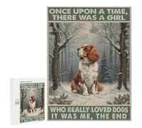 Cavalier King Charles Spaniel Snowy Winter Forest Decor 500 Piece Puzzle - Cozy Dog Portrait in Winter Wonderland, Relaxing Puzzle for Dog Lovers, Finished Size 21 x 15 Inches