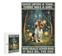 Cavalier King Charles Spaniel Spring Night Forest with Firefly Decor 1000 Piece Puzzle - Enchanting Dog Portrait Illuminated by Fireflies, Relaxing Puzzle for Dog Lovers