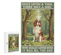 Cavalier King Charles Spaniel Spring Summer Flowers Forest Nature Decor 1000 Piece Puzzle - Lively Dog Portrait in Blooming Woodland, Engaging Puzzle for Dog and Nature Lovers