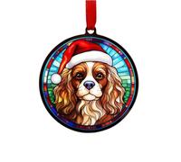 Cavalier King Charles Spaniel Suncatcher Decoration Santa Hat Christmas