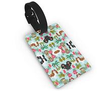 Cavalier King Charles Spaniel Tiki Tropical Fabric Luggage Tags Label Cruise Instrument Bag Case Tags
