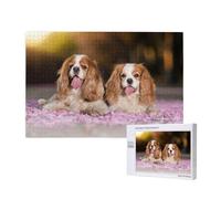 Cavalier King Charles Spaniel White Brown Dogs,1000 Pieces Wooden Jigsaw Family Game Jigsaw Puzzles for Adults Teens Home Decor