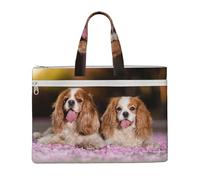 Cavalier King Charles Spaniel White Brown Dogs,Canvas Document Bag Zipper File Tote Bag Handbag Briefcase for School Office