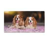 Cavalier King Charles Spaniel White Brown Dogs,Mouse Pad Large Desk Pad Computer Keyboard Mouse Mat With Non Slip Rubber Base 40 x 70 cm